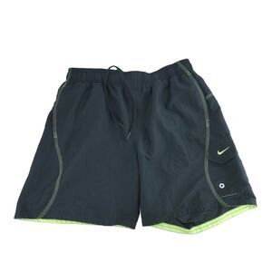 Nike Spell Out Board Shorts Mens Large Black Swim Trunks Drawstring Logo Swoosh